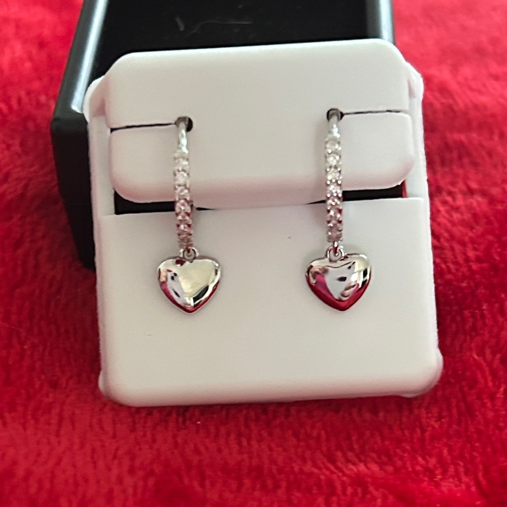 Luxury Moissanite Diamond Heart huggie‎ dangle Earrings